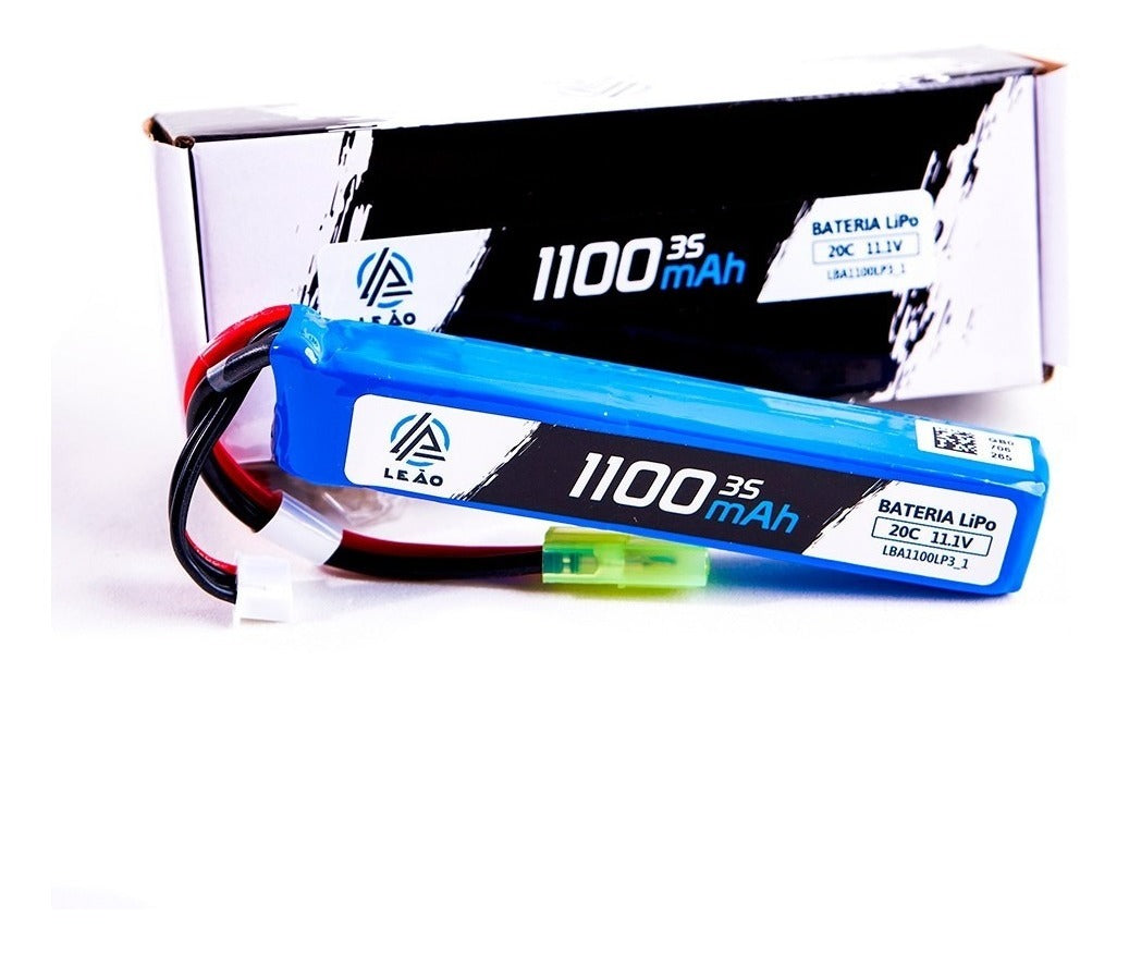 Kit carregador + Bateria de Lipo - Leão - 11,1V 1S 1100mah