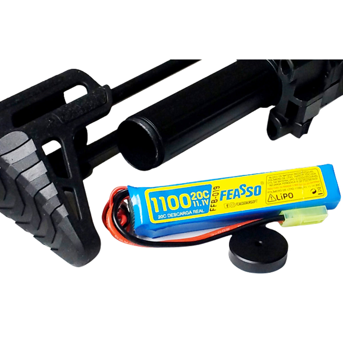 Kit carregador + Bateria de Lipo Feasso 11,1V 1S 1100mah Rifle Airsoft