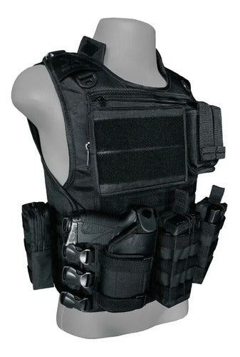 Colete Modular Preto JA Rio Militar + Brinde Bandoleira