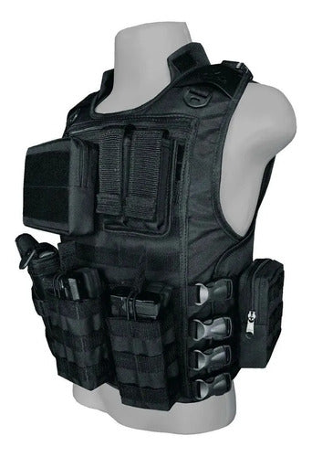 Colete Modular Preto JA Rio Militar + Brinde Bandoleira