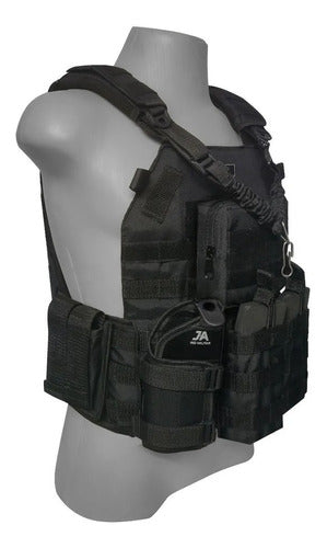 Colete Modular Plate Carrier Preto JA Rio Militar + Brinde Bandoleira