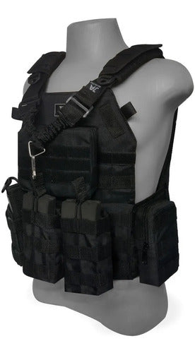 Colete Modular Plate Carrier Preto JA Rio Militar + Brinde Bandoleira