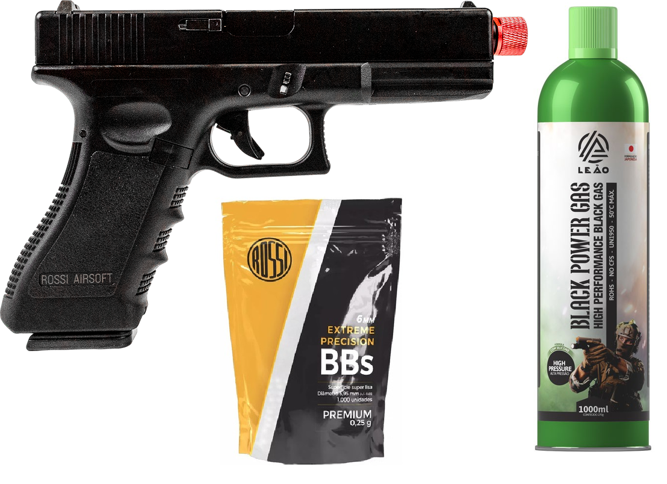 Kit Pistola Glock Airsoft V18 Blowback Green Gás 6mm Rossi