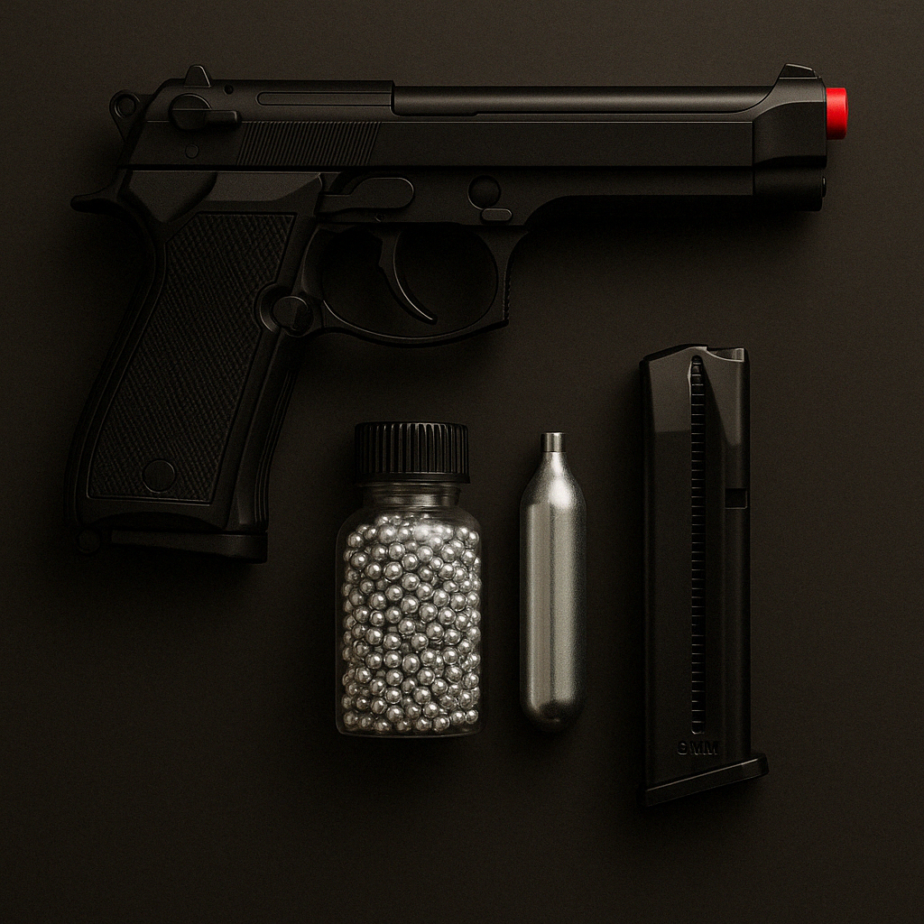 Kit M9 Beretta Gás Co2 Esfera Aço 6mm