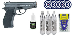 Kit Pistola Pressão Full Metal Airgun W301 Esfera Aço 4,5mm Co2 - FULL METAL