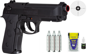 Kit Pistola Pressão Airgun M9 Beretta Gás Co2 Esfera Aço 4,5mm